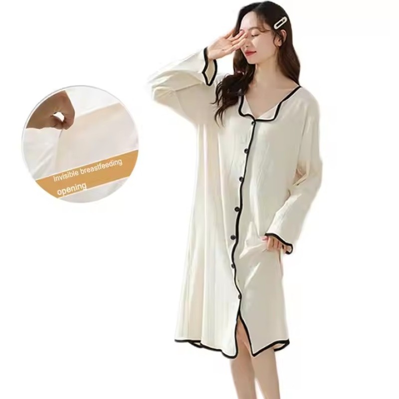 孕妇睡衣套装供应商-100%棉短袖哺乳家居服