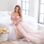 女士孕妇连衣裙供应商-性感蕾丝孕期摄影裙