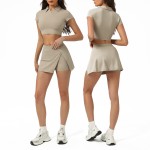 夏季瑜伽服工厂-防紫外线速干弹力腰短裙