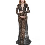 深V孕妇连衣裙工厂-蕾丝礼服用于迎婴派对晚礼服