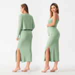 孕妇两件套供应商-欧美长袖针织修身裙