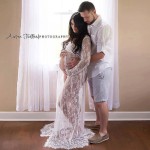 孕期晚礼服厂家-白黑蕾丝优雅加大码裙