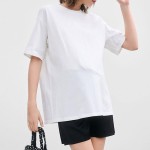 孕妇T恤工厂-超大码100%棉圆领孕期上衣