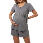 孕妇睡衣套装工厂-护理睡袍哺乳服装3件套