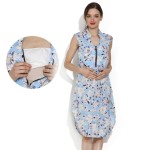 夏季孕妇连衣裙工厂-无袖花卉人造丝哺乳裙