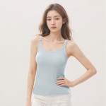孕妇吊带衫工厂-抗菌莫代尔内置文胸前扣上衣
