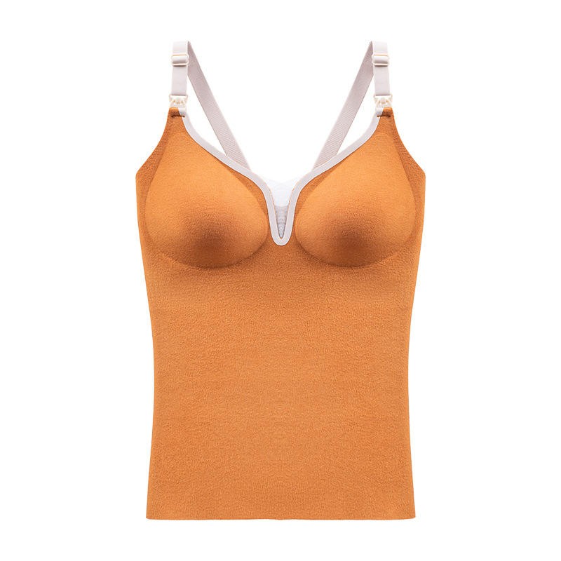 冬季孕妇吊带衫厂家-丝绒V领修身背心哺乳棉质上衣