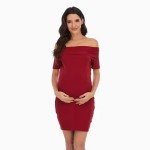 夏季孕妇连衣裙工厂-优雅露肩优质弹力面料裙