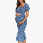 孕妇连衣裙供应商-夏季短袖露肩紧身舒适裙