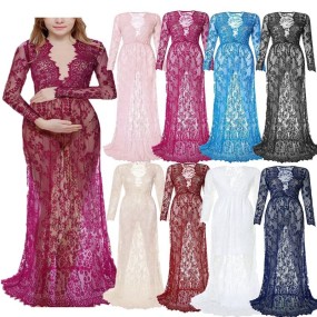 Deep V Maternity Dress Factory - Lace Gown for Baby Shower Evening Dress