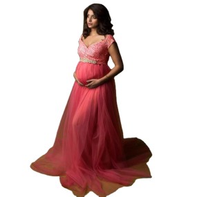 Maternity Gown Supplier - Cute Chiffon Pregnancy Dress for Photo Shoots
