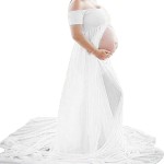 优雅孕妇连衣裙厂家-露肩长款孕期摄影裙