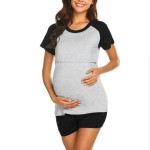 夏季孕妇睡衣工厂-短袖优质弹力棉护理睡衣