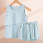 哺乳吊带套装厂家-胸垫外穿哺乳打底衫+短裤