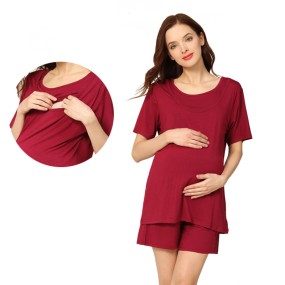 Maternity Nightgown Manufacturer - Shortsleeve Nursing Dresses with Chest Pads