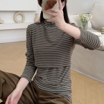 孕妇运动衫厂家-高领哺乳睡眠护理条纹上衣