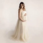 雪纺孕妇连衣裙厂家-露肩裙用于摄影迎婴派对