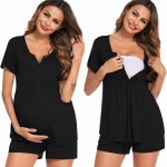 孕妇睡衣套装工厂-护理睡袍哺乳服装3件套