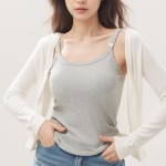 孕妇吊带衫工厂-抗菌莫代尔内置文胸前扣上衣