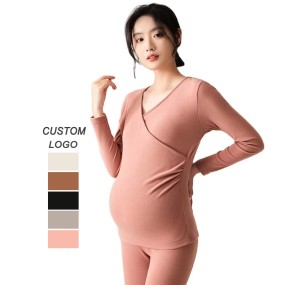 产后家居服工厂-哺乳上衣配胸垫孕妇服装套装