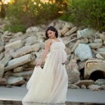 雪纺孕妇连衣裙厂家-露肩裙用于摄影迎婴派对