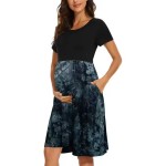 可定制孕妇连衣裙供应商-花卉印花休闲及膝A字裙