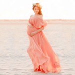 休闲孕妇连衣裙供应商-粉色短袖宽松摄影裙