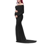 孕妇长裙厂家-漂亮款式柔软圆领拖尾裙