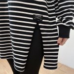 哺乳T恤工厂-加大码长袖圆领交叉开襟上衣