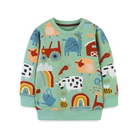 Christmas Sweaters Supplier - Long Sleeve Xmas Cartoon Print 100% Cotton Pullover