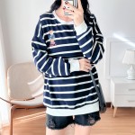 孕妇连帽衫供应商-条纹舒适哺乳上衣