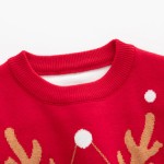 圣诞家庭装供应商-3D卡通驯鹿印花配套连帽衫上衣