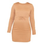 可定制孕妇连衣裙厂家-针织紧身侧结裹裙