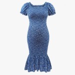 孕妇连衣裙供应商-夏季短袖露肩紧身舒适裙