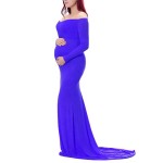 孕妇长裙厂家-漂亮款式柔软圆领拖尾裙