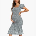 孕妇连衣裙供应商-夏季短袖露肩紧身舒适裙