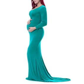 Maternity Maxi Dress Manufacturer - Pretty Style Soft Round Neck Trailing Dress