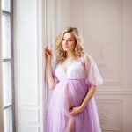 女士孕妇连衣裙供应商-性感蕾丝孕期摄影裙