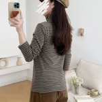 孕妇运动衫厂家-高领哺乳睡眠护理条纹上衣