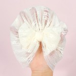 儿童帽工厂-纯色大蝴蝶结水钻套头帽印度珍珠