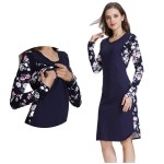 冬季孕妇连衣裙工厂-长袖弹力棉花卉袖裙