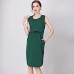 可定制孕妇连衣裙供应商-专业OEM代工无袖弹力棉哺乳裙