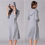 长袖孕妇连衣裙供应商-带帽针织护理服装给产后