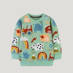 圣诞毛衣供应商-长袖圣诞卡通印花100%棉套头衫