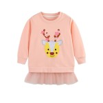 女孩连帽衫工厂-时尚印花图案针织棉圆领衬衫