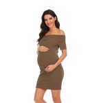 夏季孕妇连衣裙工厂-优雅露肩优质弹力面料裙