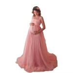 雪纺孕妇连衣裙厂家-露肩裙用于摄影迎婴派对