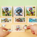 木质拼图供应商-6片动物恐龙主题玩具