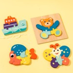 木质拼图生产厂家-3D动物几何教育玩具