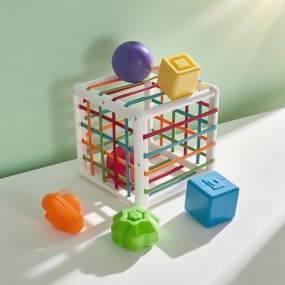 Shape Sorting Toy Factory - Sensory Elastic Bands Colorful Cube